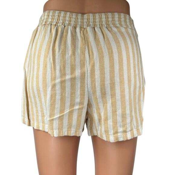 Abercrombie & Fitch Yellow White Striped Button High Rise Lounge Shorts XXS - Picture 3 of 4